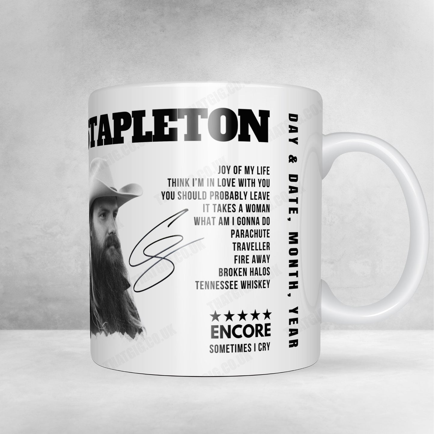 Chris Stapleton Setlist Mug - Veterans United Home Loans Amphitheater at Virginia Beach, Virginia Beach - July 14th, 2023