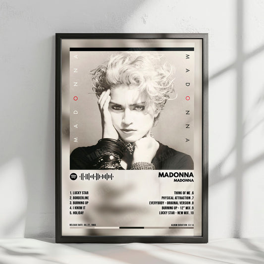 Madonna "Madonna" Album Cover Poster - with Complete Tracklist