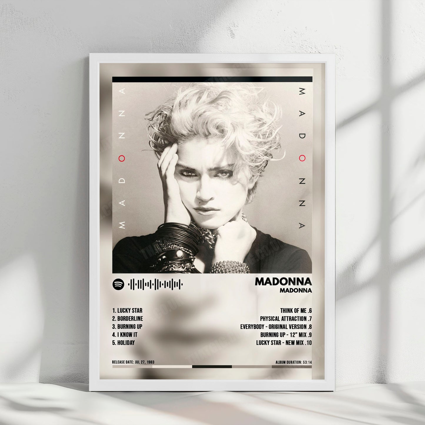 Madonna "Madonna" Album Cover Poster - with Complete Tracklist