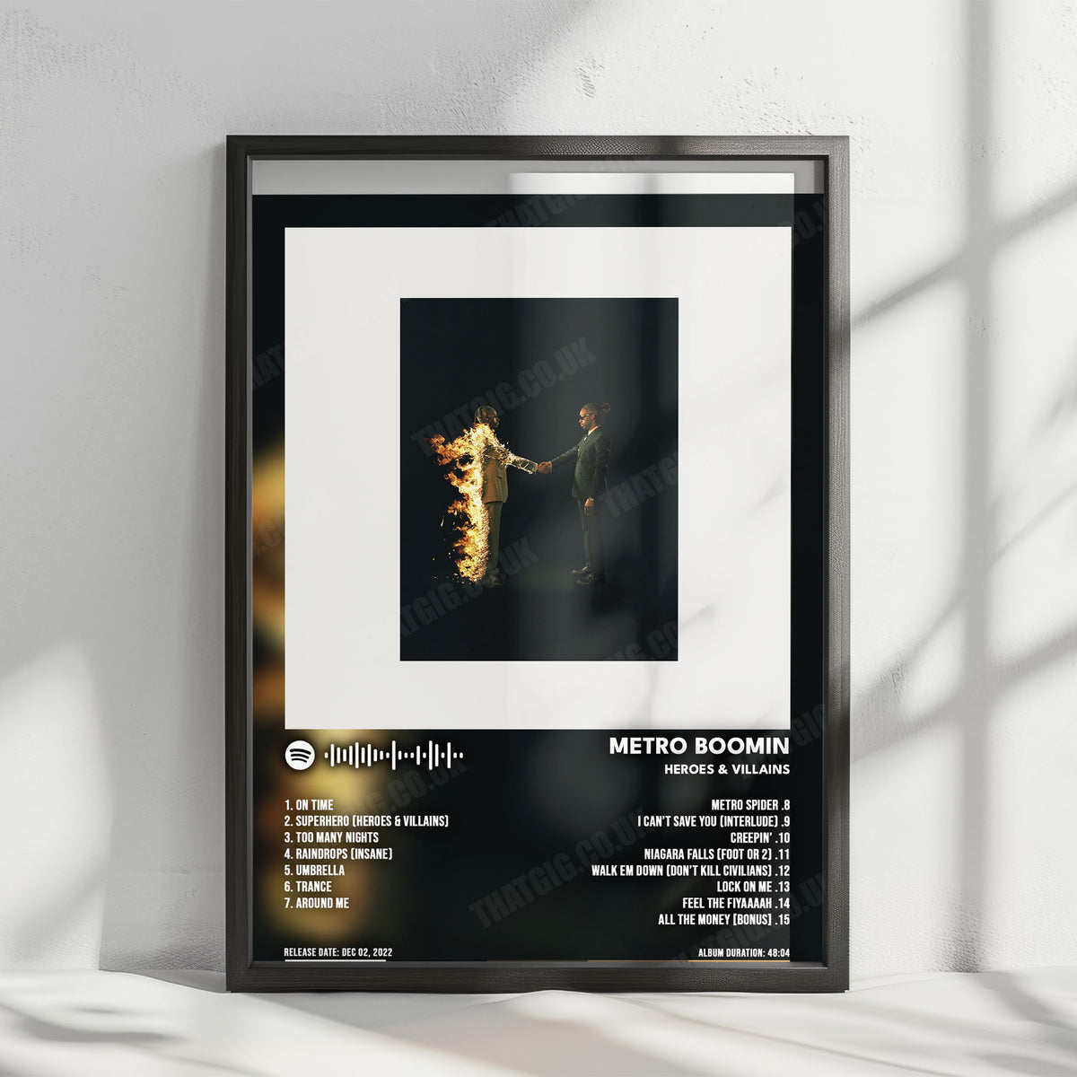 Metro Boomin "HEROES & VILLAINS" Album Cover Poster - with Complete Tracklist