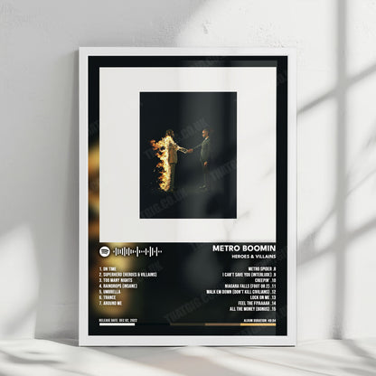 Metro Boomin "HEROES & VILLAINS" Album Cover Poster - with Complete Tracklist