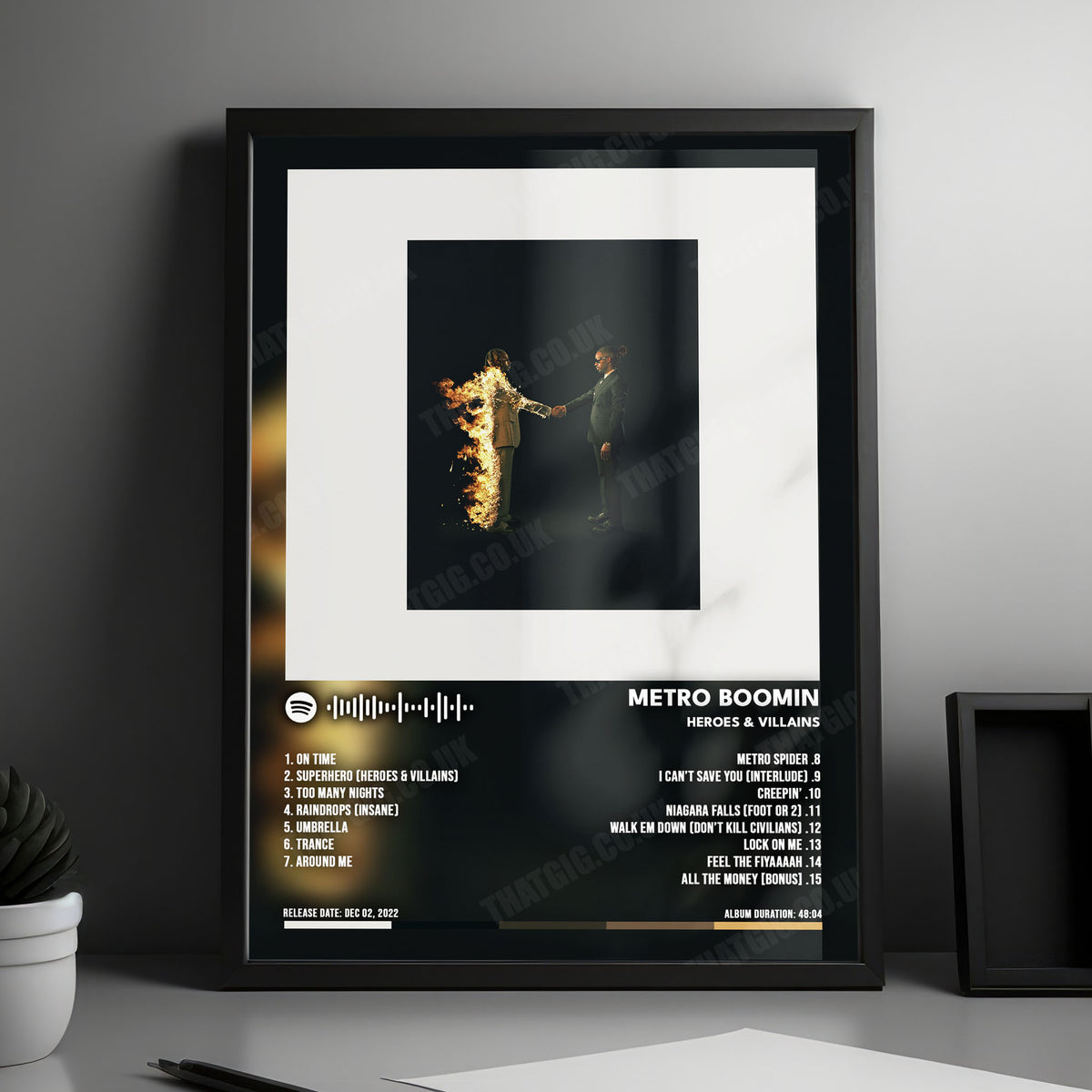 Metro Boomin "HEROES & VILLAINS" Album Cover Poster - with Complete Tracklist