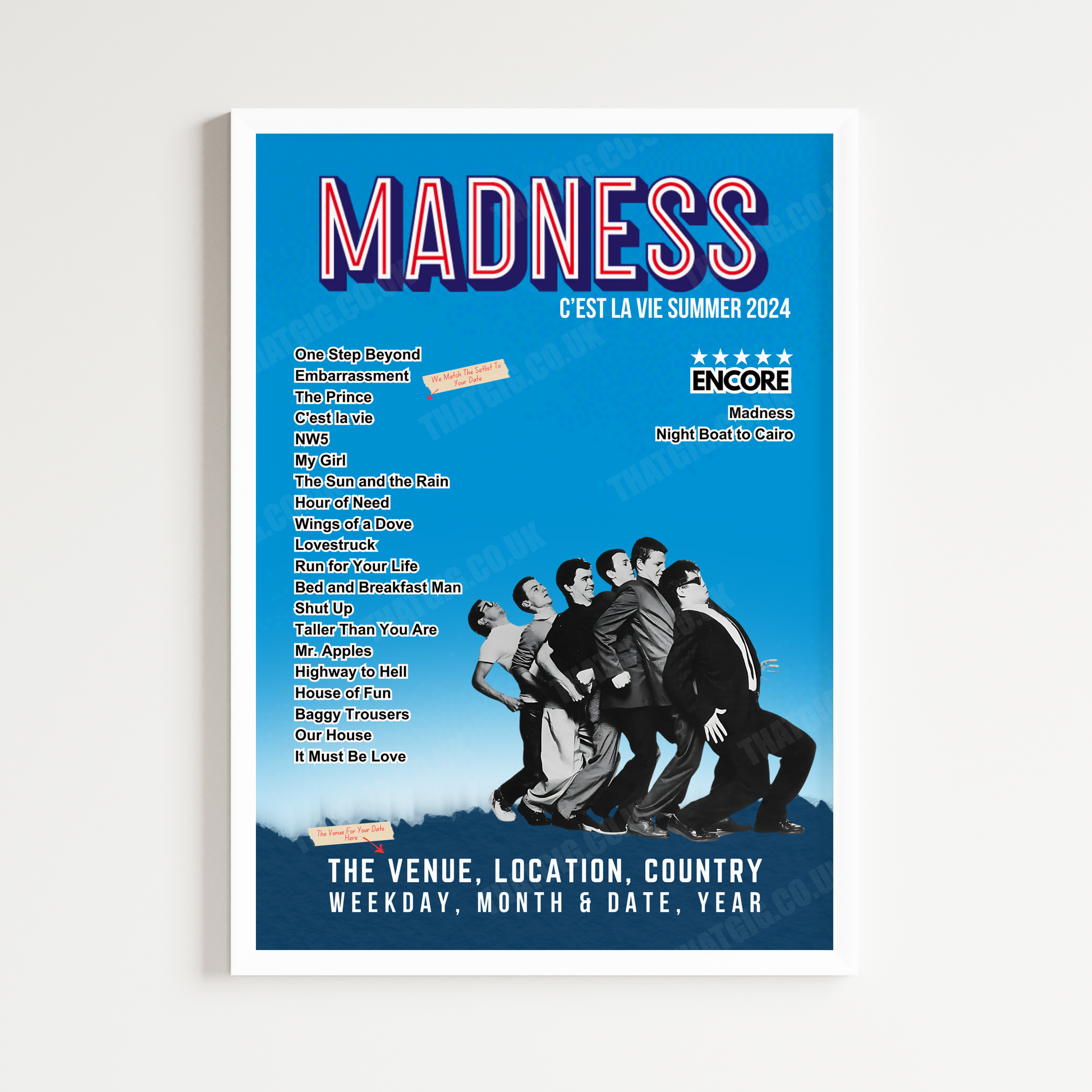 Madness Setlist Poster - Tempodrom, Berlin, Germany - September 21st, 2024
