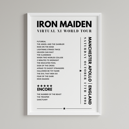 Iron Maiden Setlist - Manchester Apollo, Manchester, England - October 17th 1998