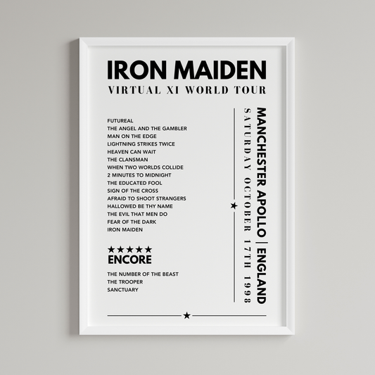 Iron Maiden Setlist - Manchester Apollo, Manchester, England - October 17th 1998