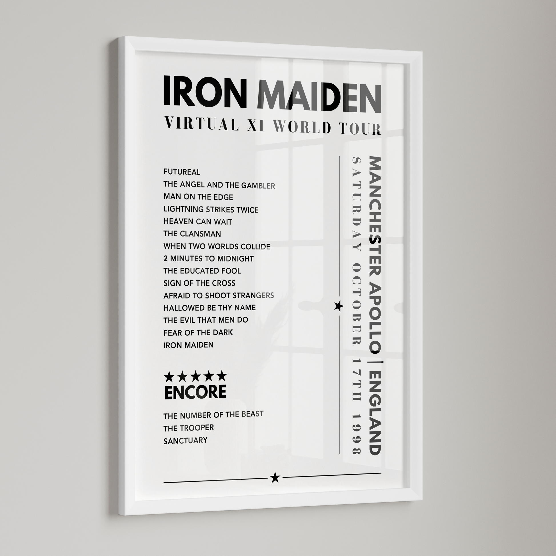 Iron Maiden Setlist - Manchester Apollo, Manchester, England - October 17th 1998