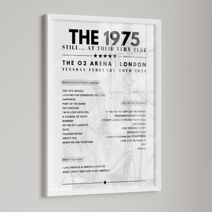 The 1975 Setlist Graphic Poster - The O2 Arena, London, February 20th, 2024