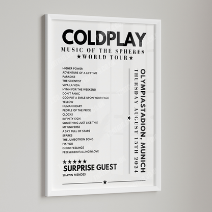Coldplay Setlist Poster - Olympiastadion, Munich - August 15th 2024