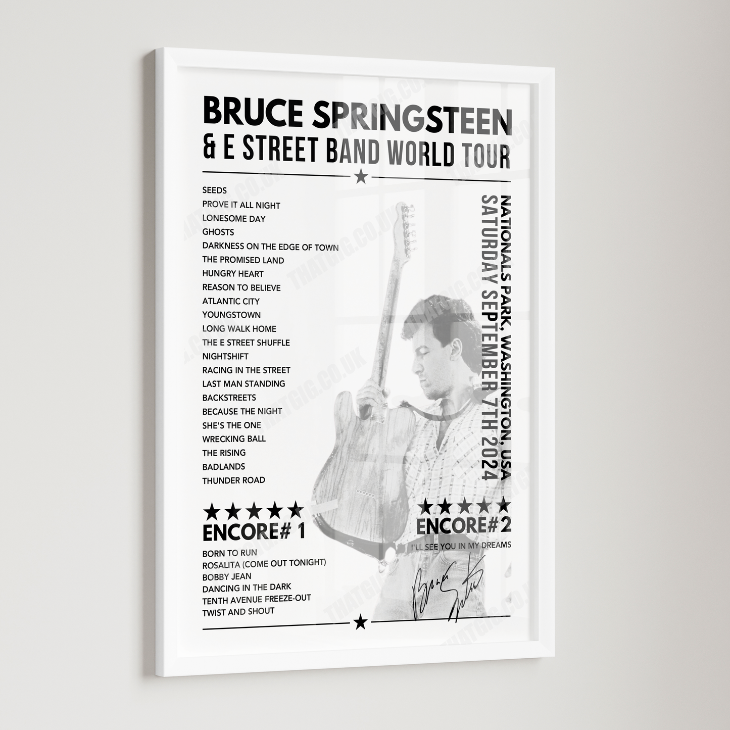 Bruce Springsteen Setlist Poster - Rogers Arena, Vancouver - November 22nd, 2024