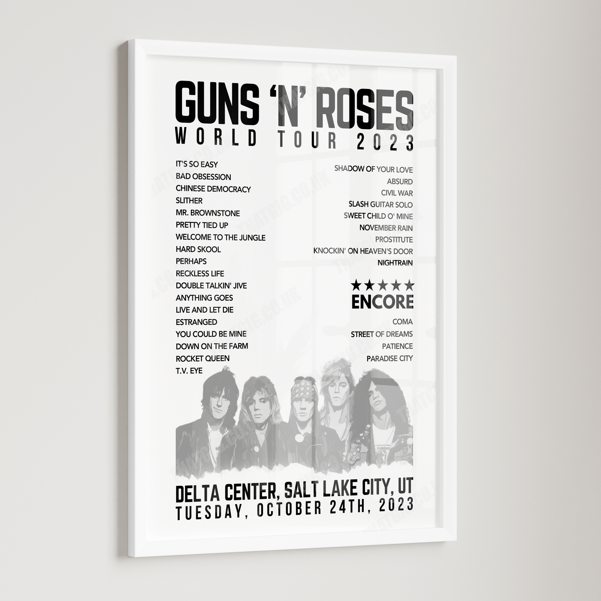 Guns N’ Roses Setlist Poster - Delta Center, Salt Lake City - October 24th, 2023