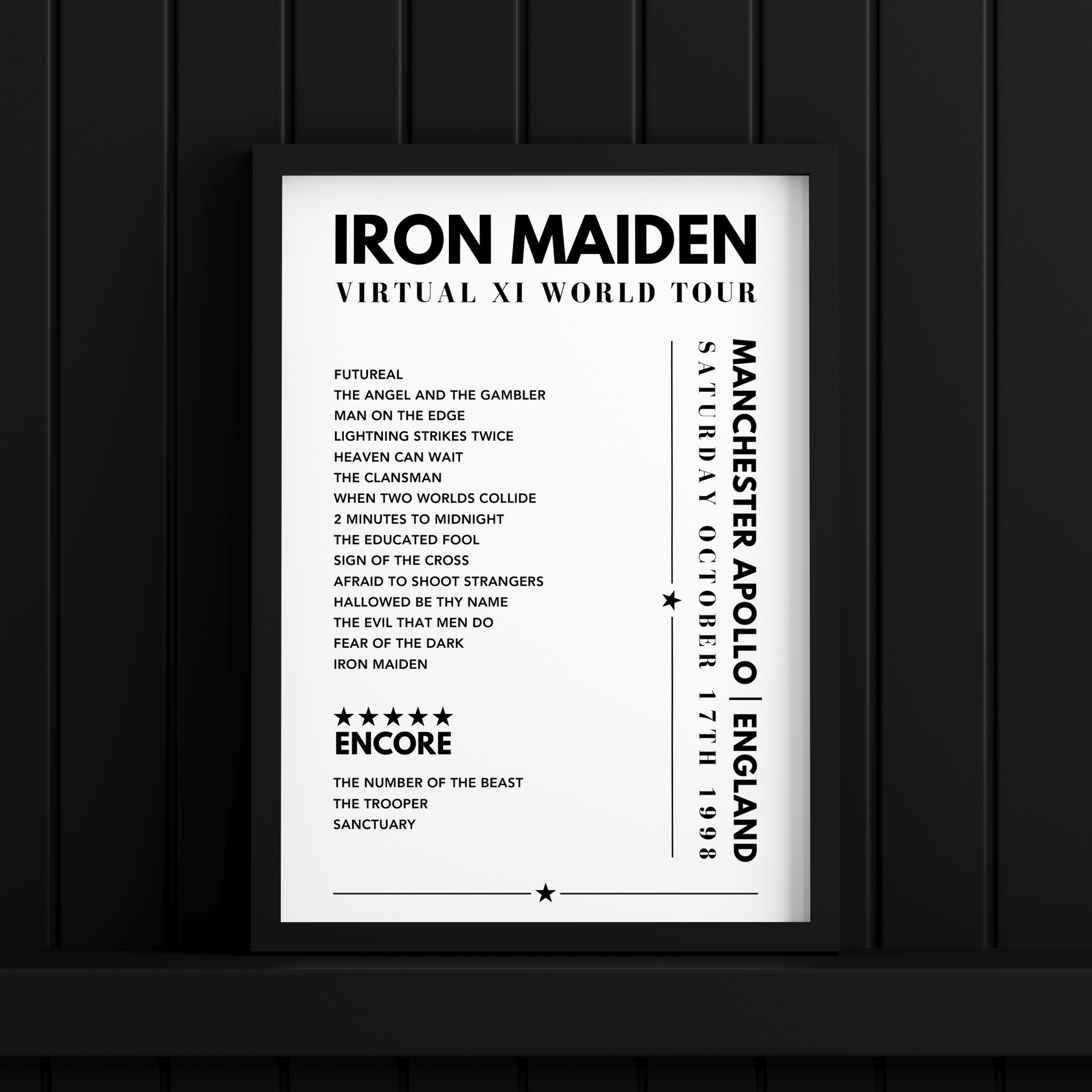 Iron Maiden Setlist - Manchester Apollo, Manchester, England - October 17th 1998