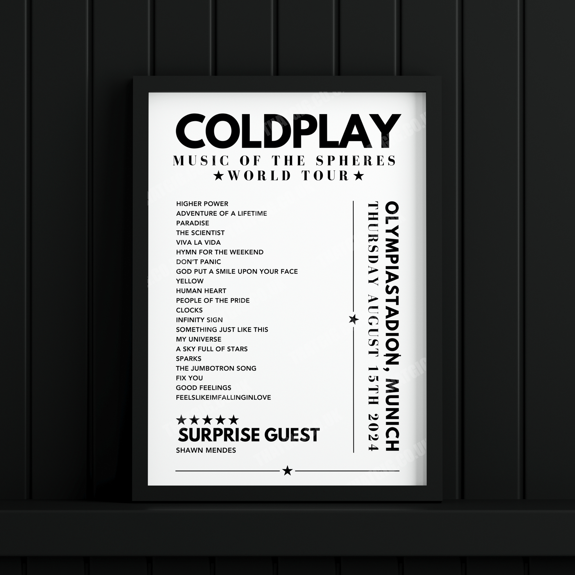 Coldplay Setlist Poster - Olympiastadion, Munich - August 15th 2024