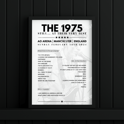 The 1975 Setlist Graphic Poster - AO Arena, Manchester, February 18th, 2024