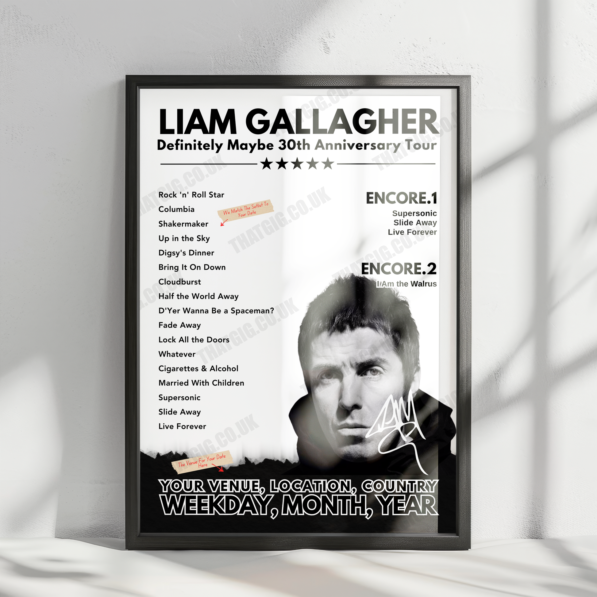 Liam Gallagher Setlist Poster - Festivalplatz, Mayrhofen - April 13th, 2018