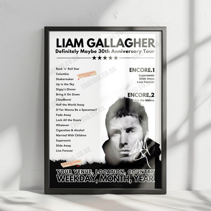 Liam Gallagher Setlist Poster - Festivalplatz, Mayrhofen - April 13th, 2018
