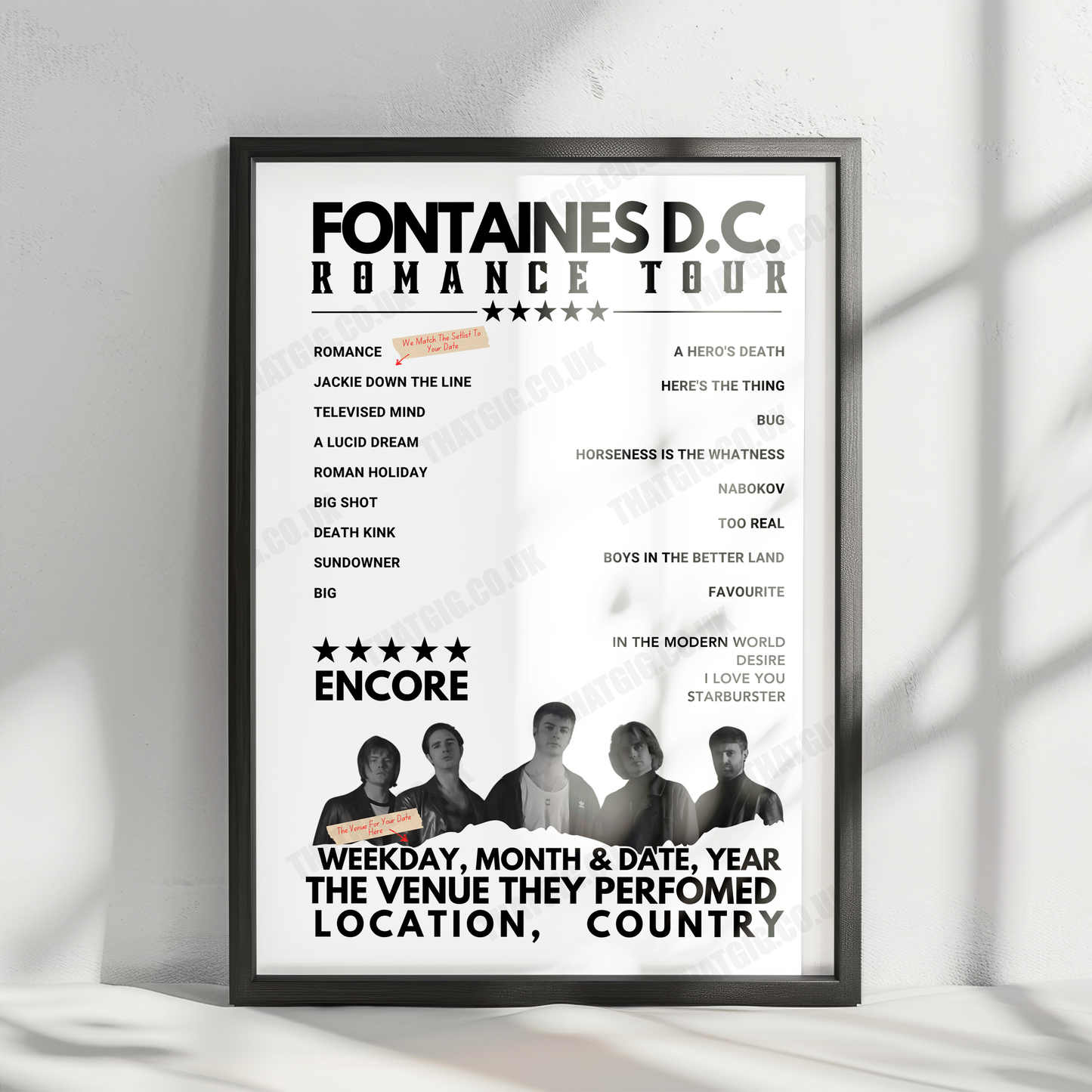 Fontaines D.C. Setlist Poster - 3Arena, Dublin, Ireland - December 7th, 2024