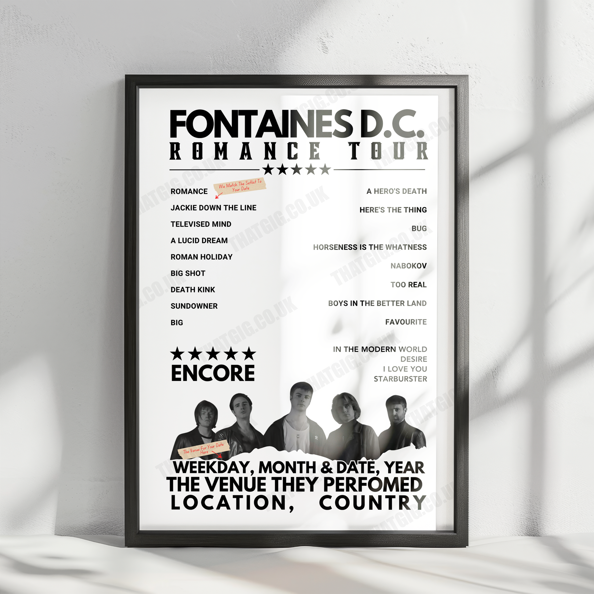 Fontaines D.C. Setlist Poster - 3Arena, Dublin, Ireland - December 7th, 2024