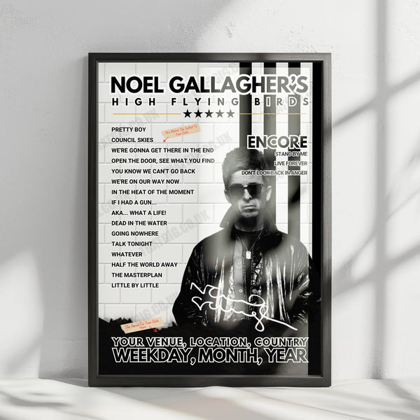 Noel Gallagher’s High Flying Birds Setlist Poster - Warwick Castle - July 21st, 2024