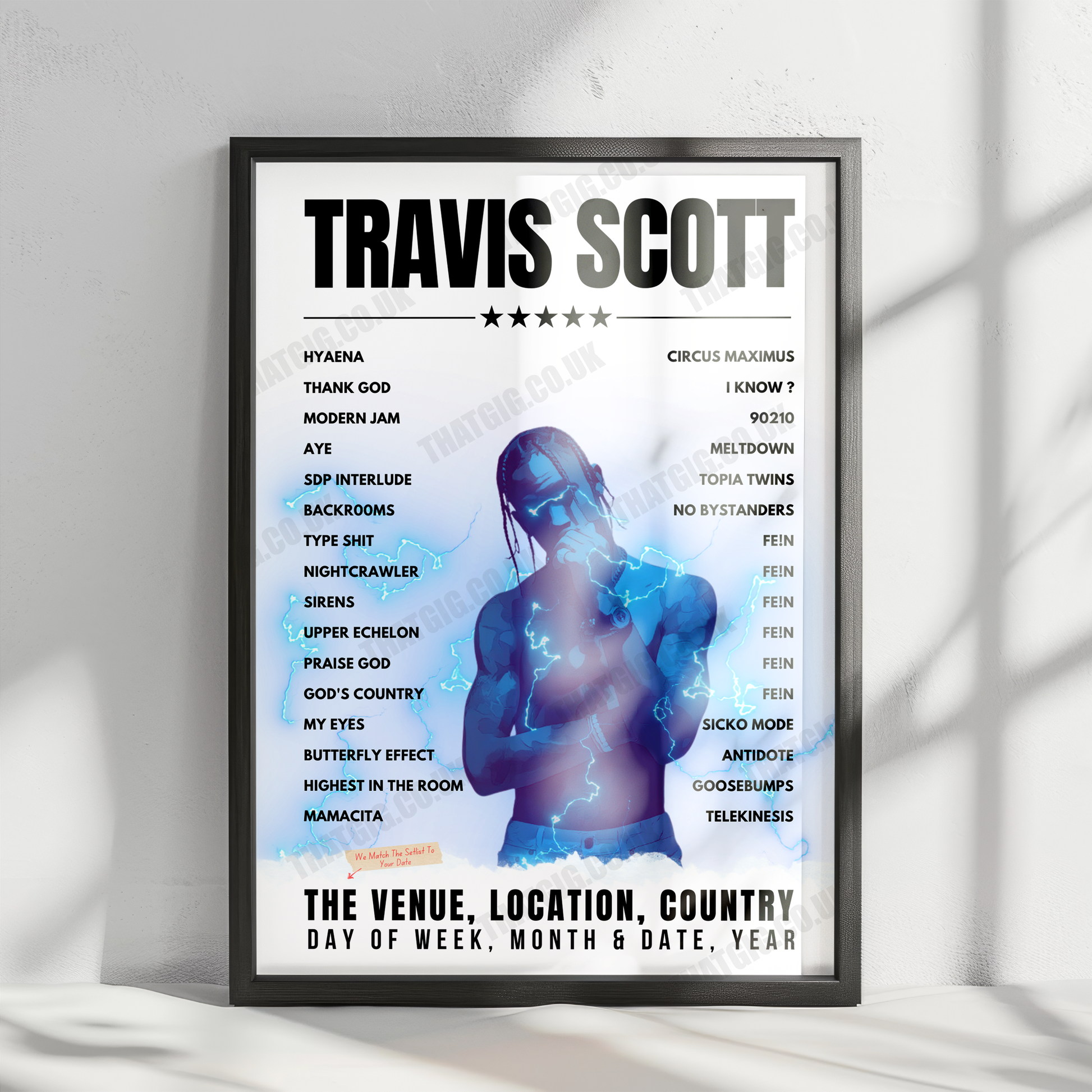Travis Scott Setlist Poster - Wireless Festival, England - July 8th, 2023