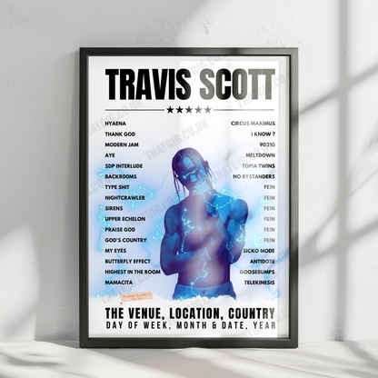 Travis Scott Setlist Poster - Wireless Festival, England - July 8th, 2023