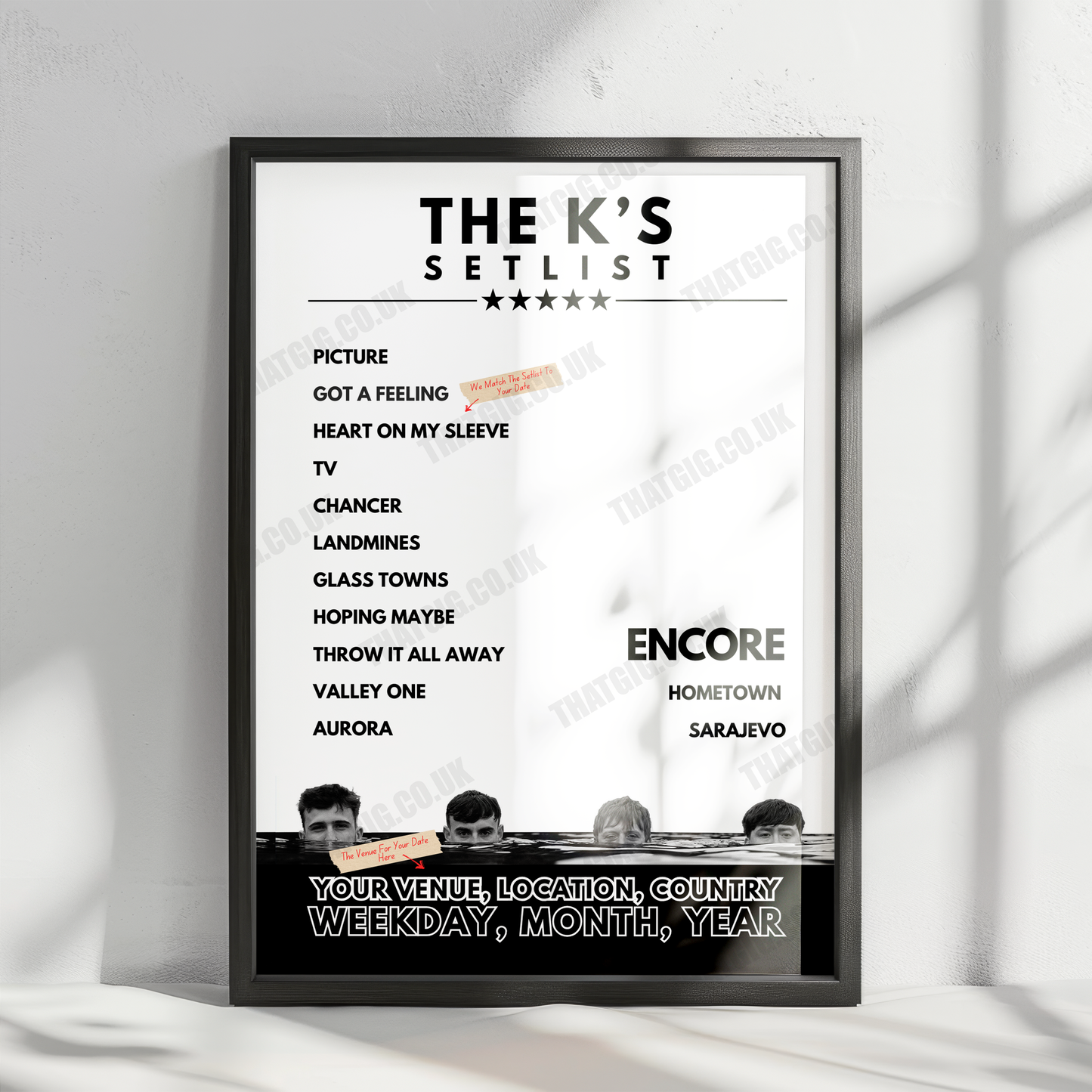 The K's Setlist Poster - Teesside University Student Union, Middlesbrough, England - November 28th, 2024