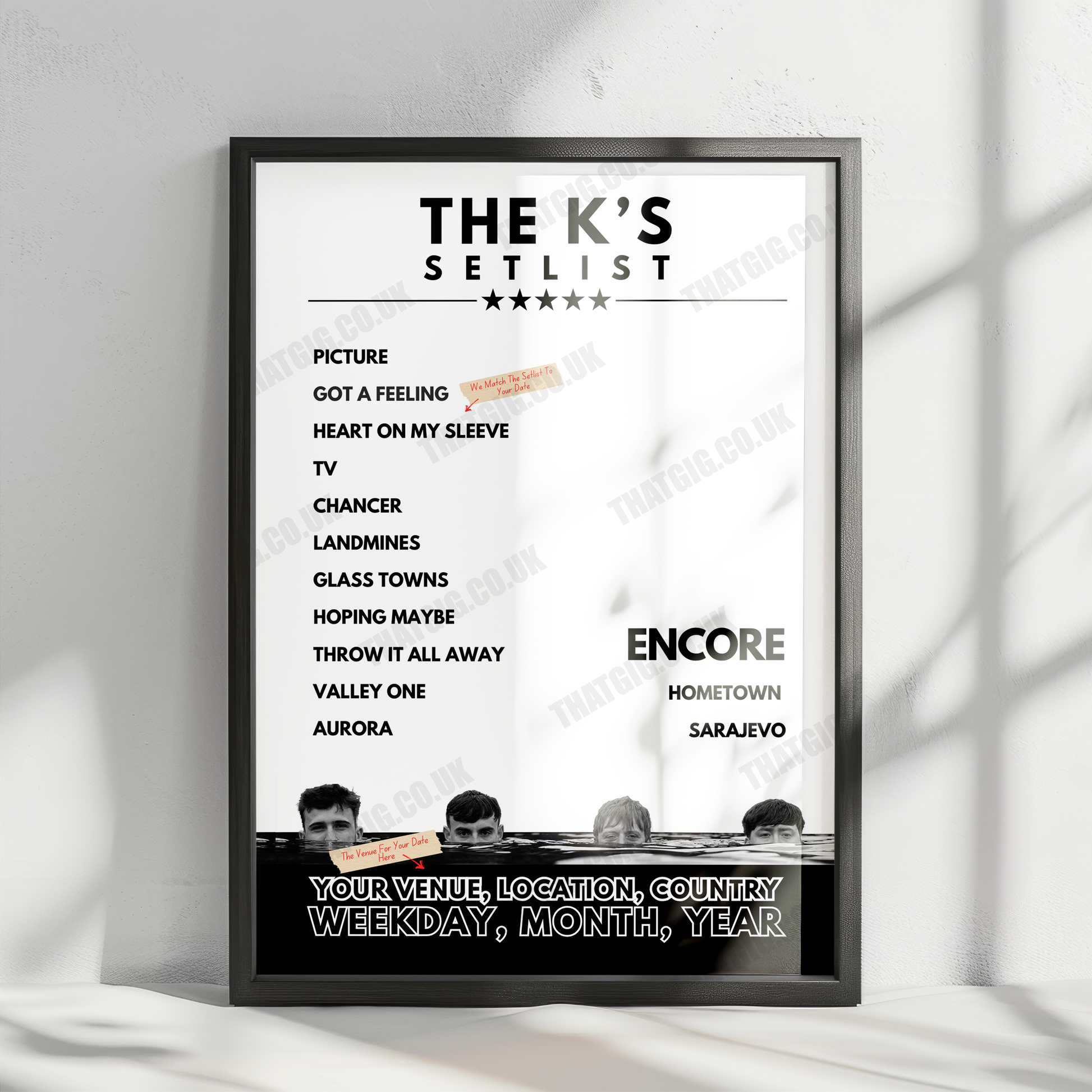 The K's Setlist Poster - Teesside University Student Union, Middlesbrough, England - November 28th, 2024