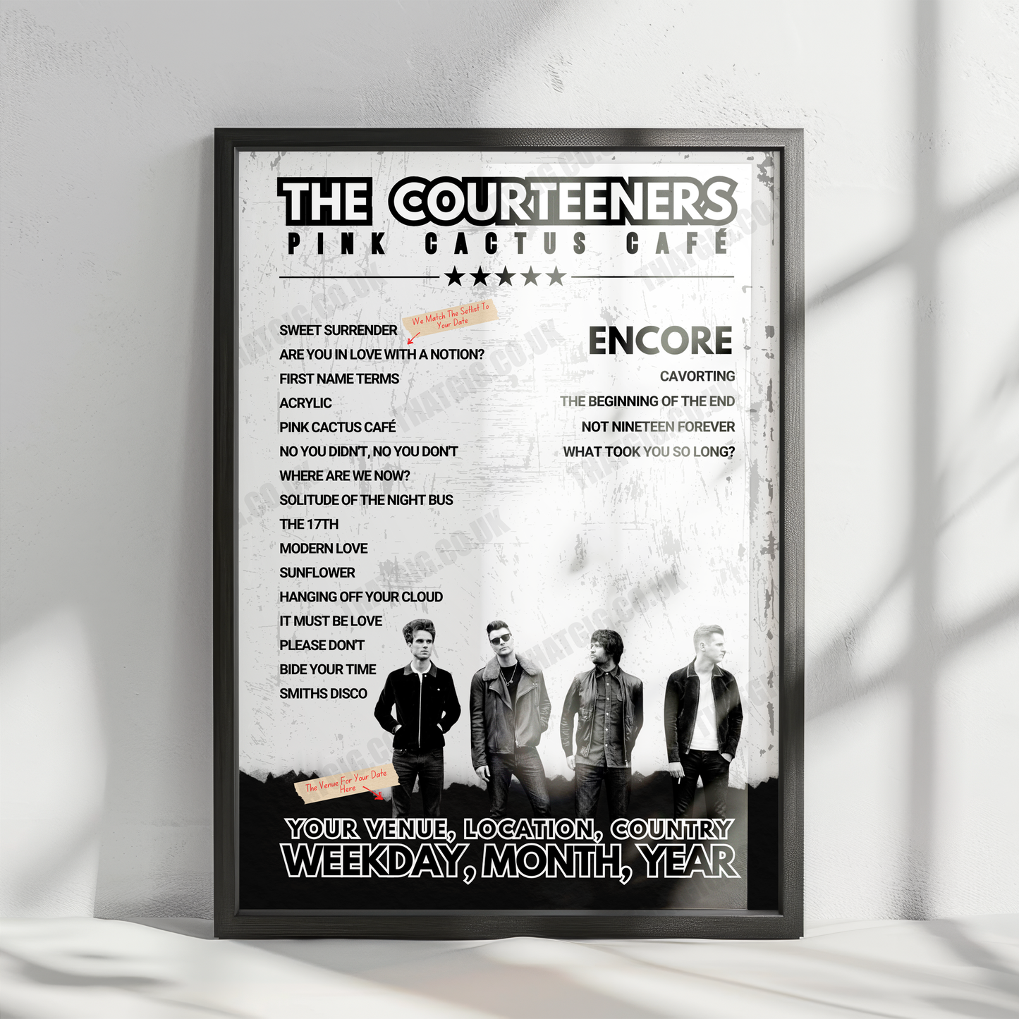 Courteeners Setlist Poster - O2 Academy Brixton, London, England - November 16th, 2024