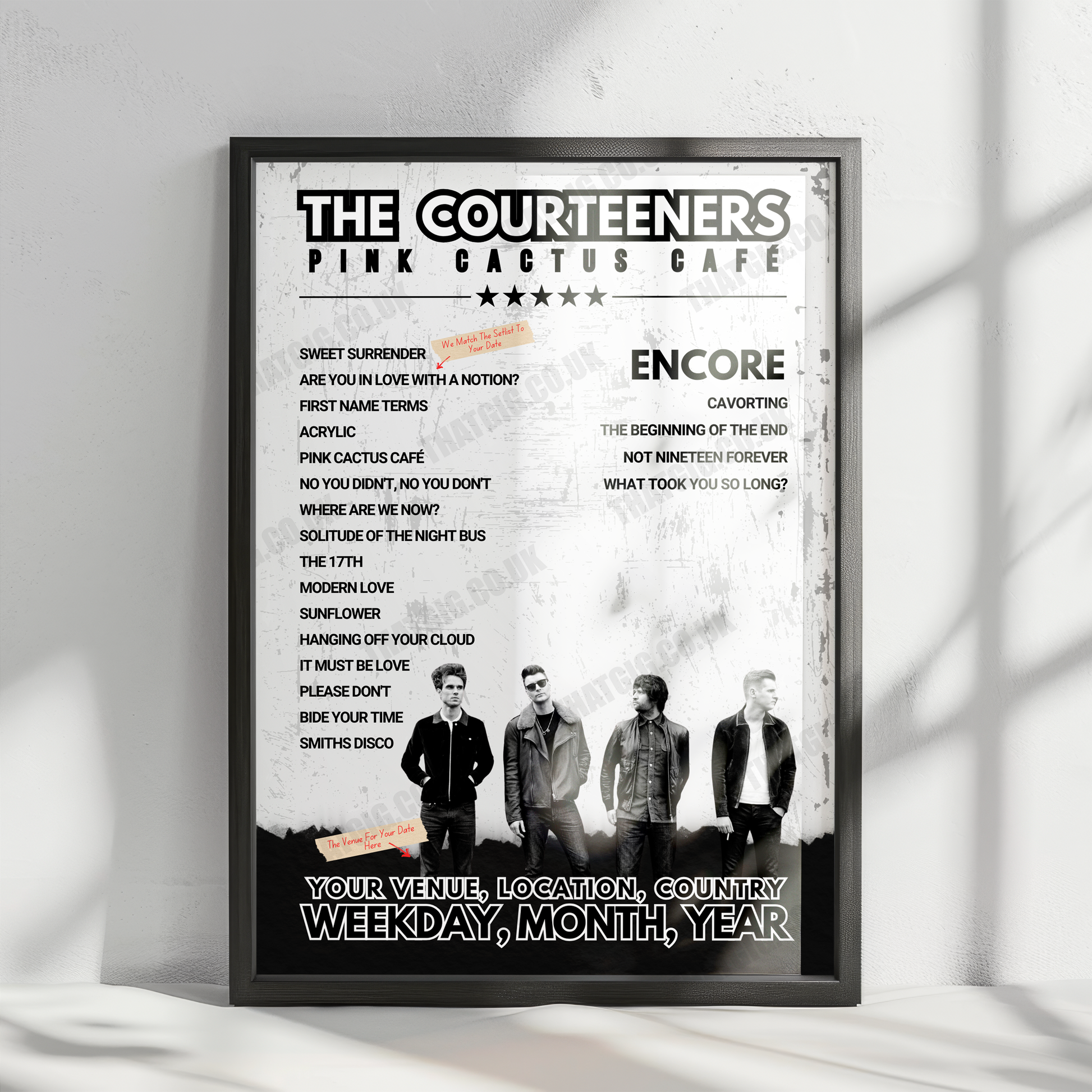 Courteeners Setlist Poster - O2 Academy Brixton, London, England - November 16th, 2024