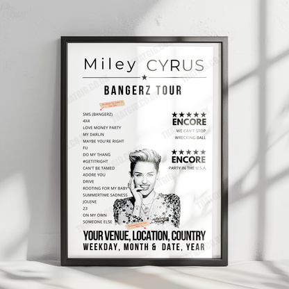Miley Cyrus Setlist Poster - Telemundo Center, Miami - December 31st, 2022