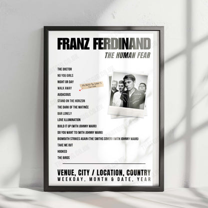 Franz Ferdinand Setlist Poster - The Hall, Aviva Studios, Manchester - January 18th, 2025
