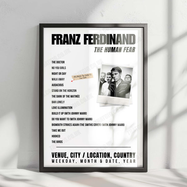 Franz Ferdinand Setlist Poster - The Hall, Aviva Studios, Manchester - January 18th, 2025