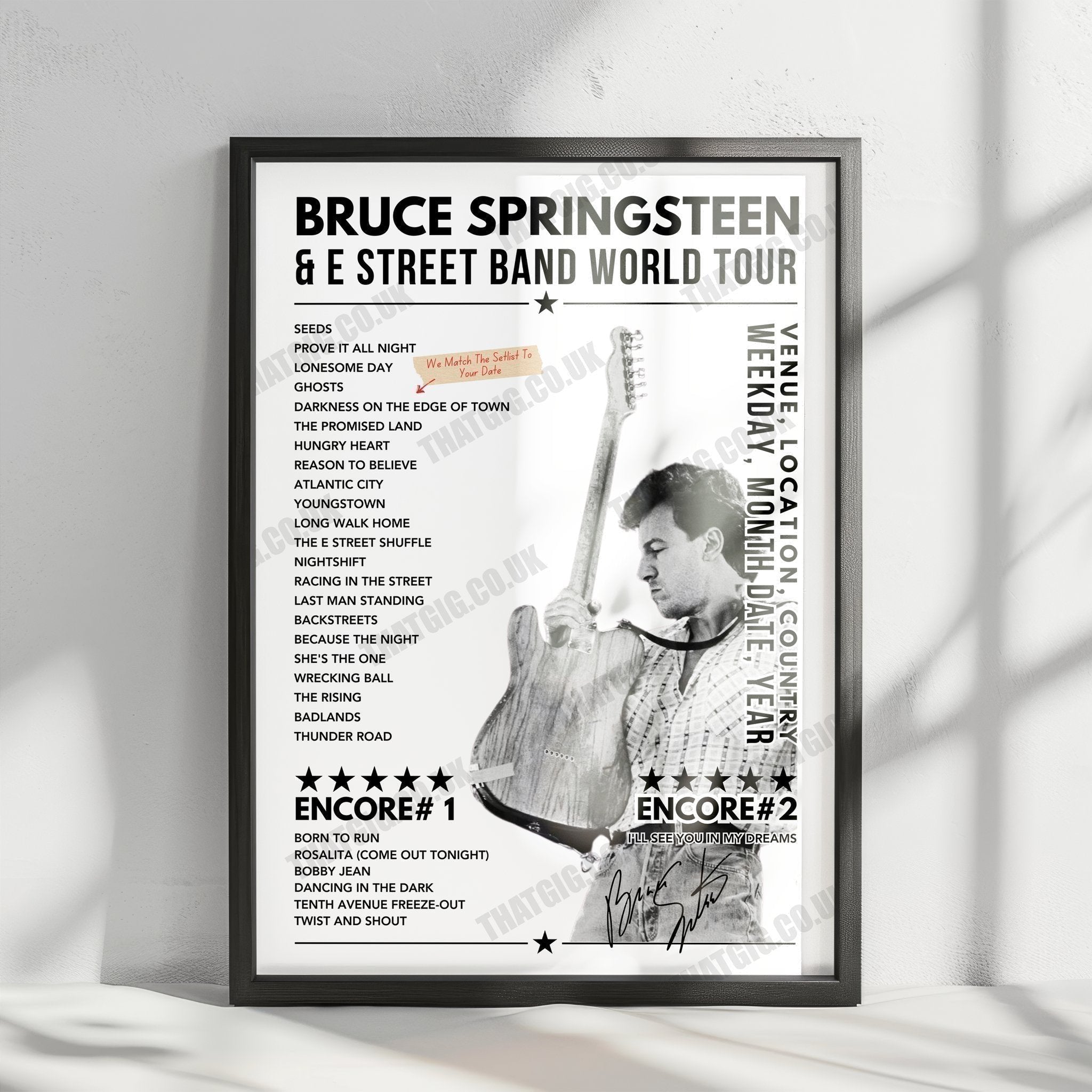 Bruce Springsteen Setlist Poster - Kia Forum, Inglewood | April 7 2024 ...