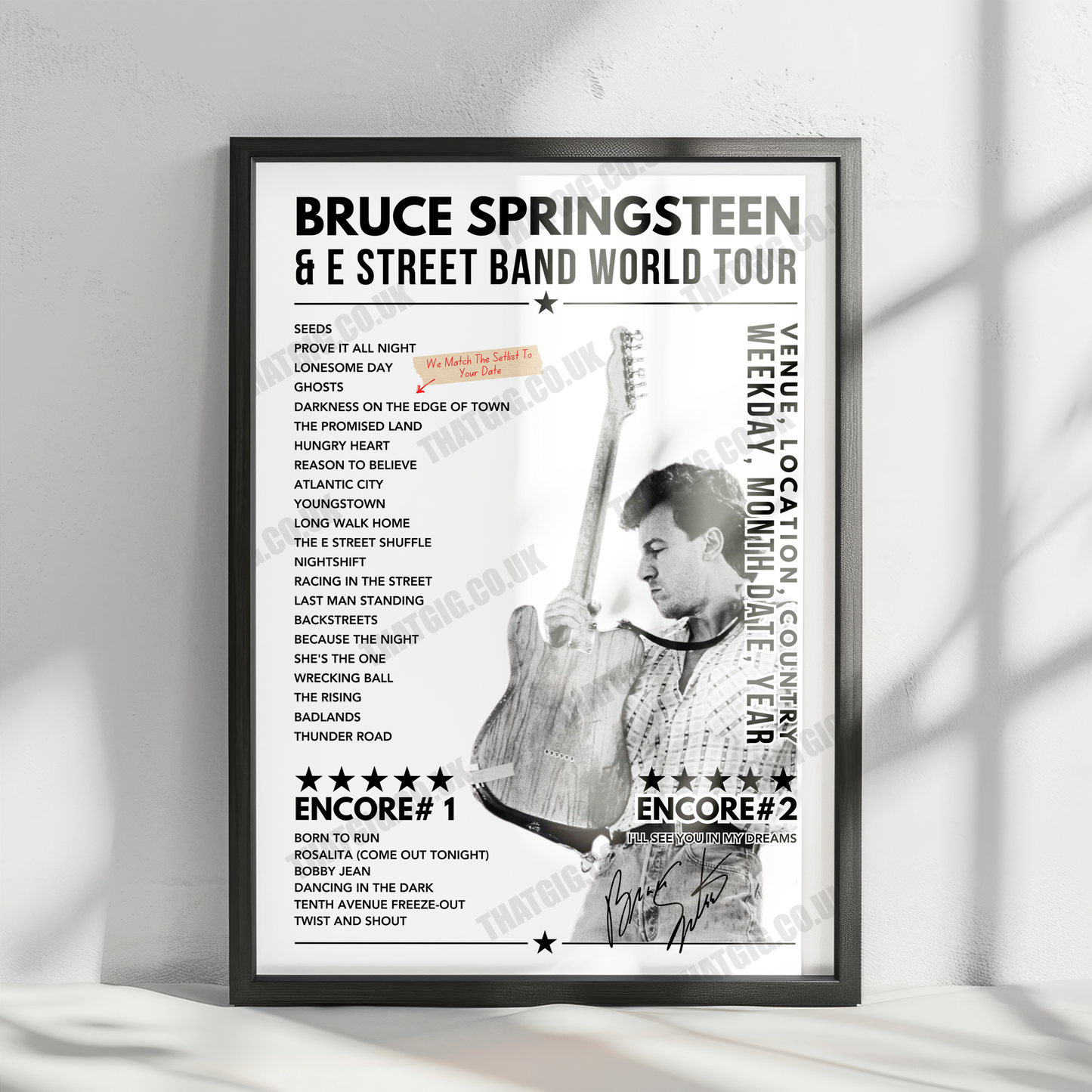 Bruce Springsteen Setlist Poster - Strawberry Arena, Solna, Sweden - July 18th, 2024