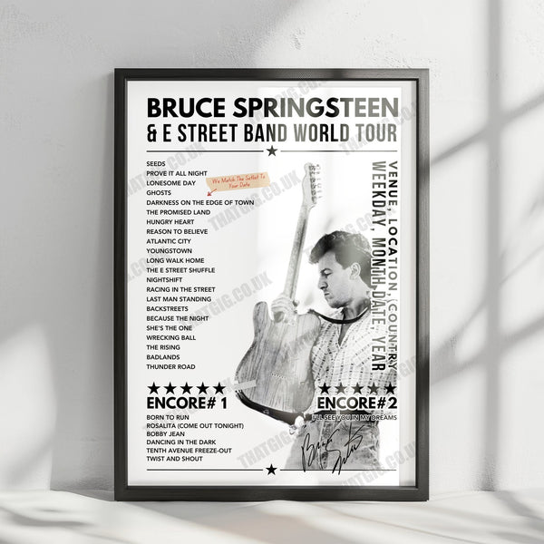 Bruce Springsteen Setlist Poster - Dyrskuepladsen, Odense, Denmark - July 9th, 2024