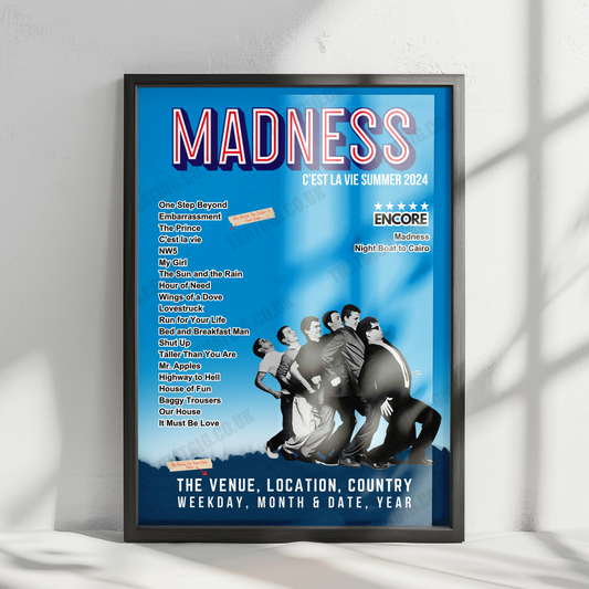 Madness Setlist Poster - Tempodrom, Berlin, Germany - September 21st, 2024