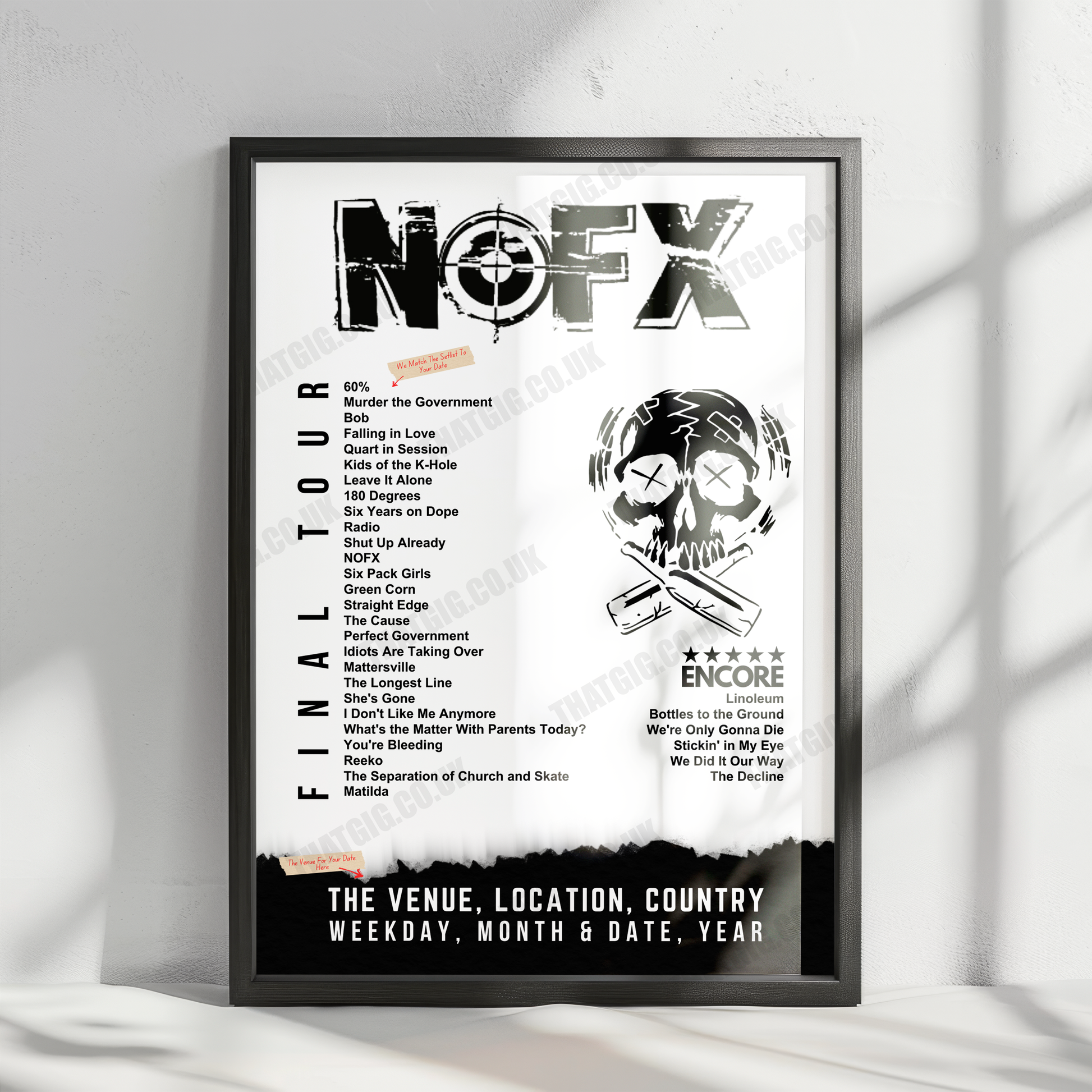 NOFX Setlist Poster - Berth 46, Los Angeles - October 6th, 2024