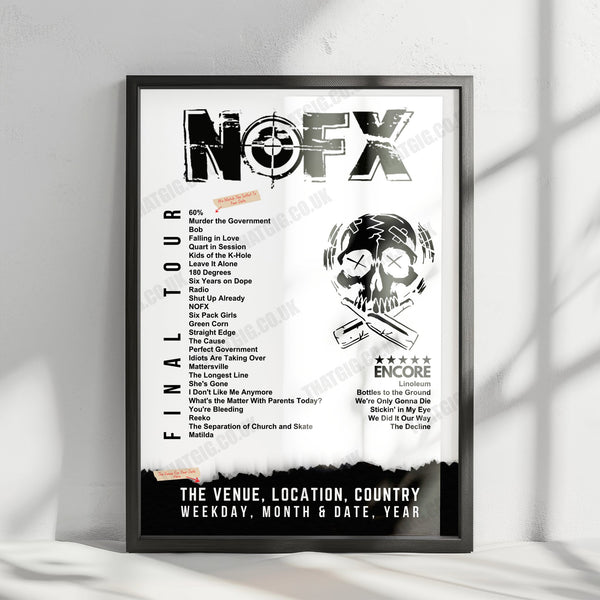 NOFX Setlist Poster - National Western Center Yards, Denver - July 21st, 2024