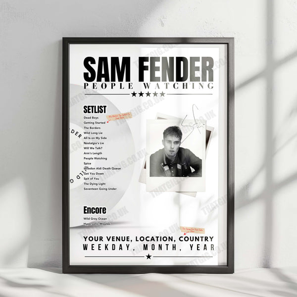 Sam Fender Setlist Poster - 3Arena, Dublin - March 24th, 2022