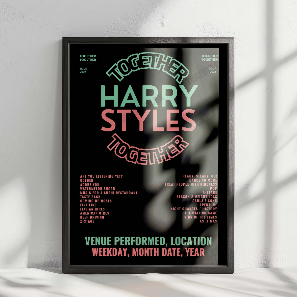 Harry Styles Setlist Poster - Estadio GNP Seguros, Mexico City - August 10th, 2026