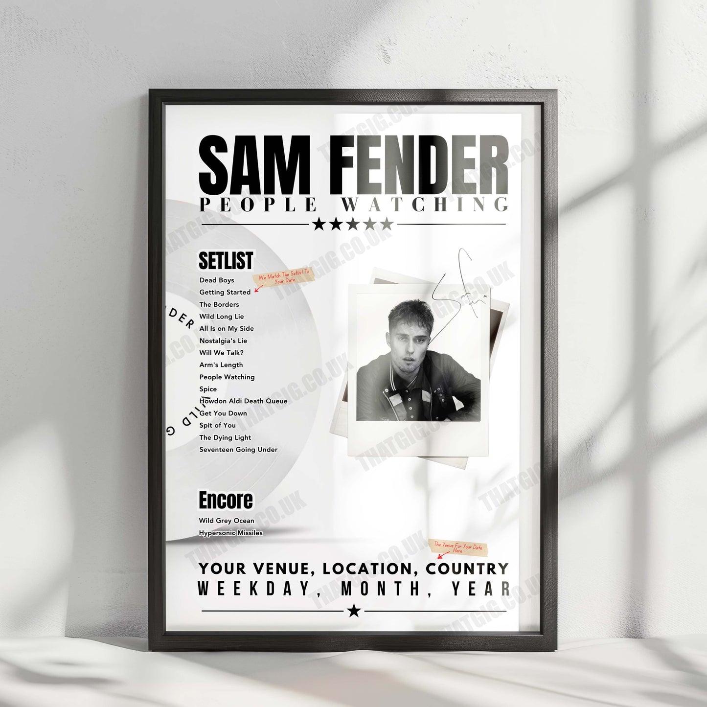 Sam Fender Setlist Poster - The O2 Arena, London - March 1st, 2025