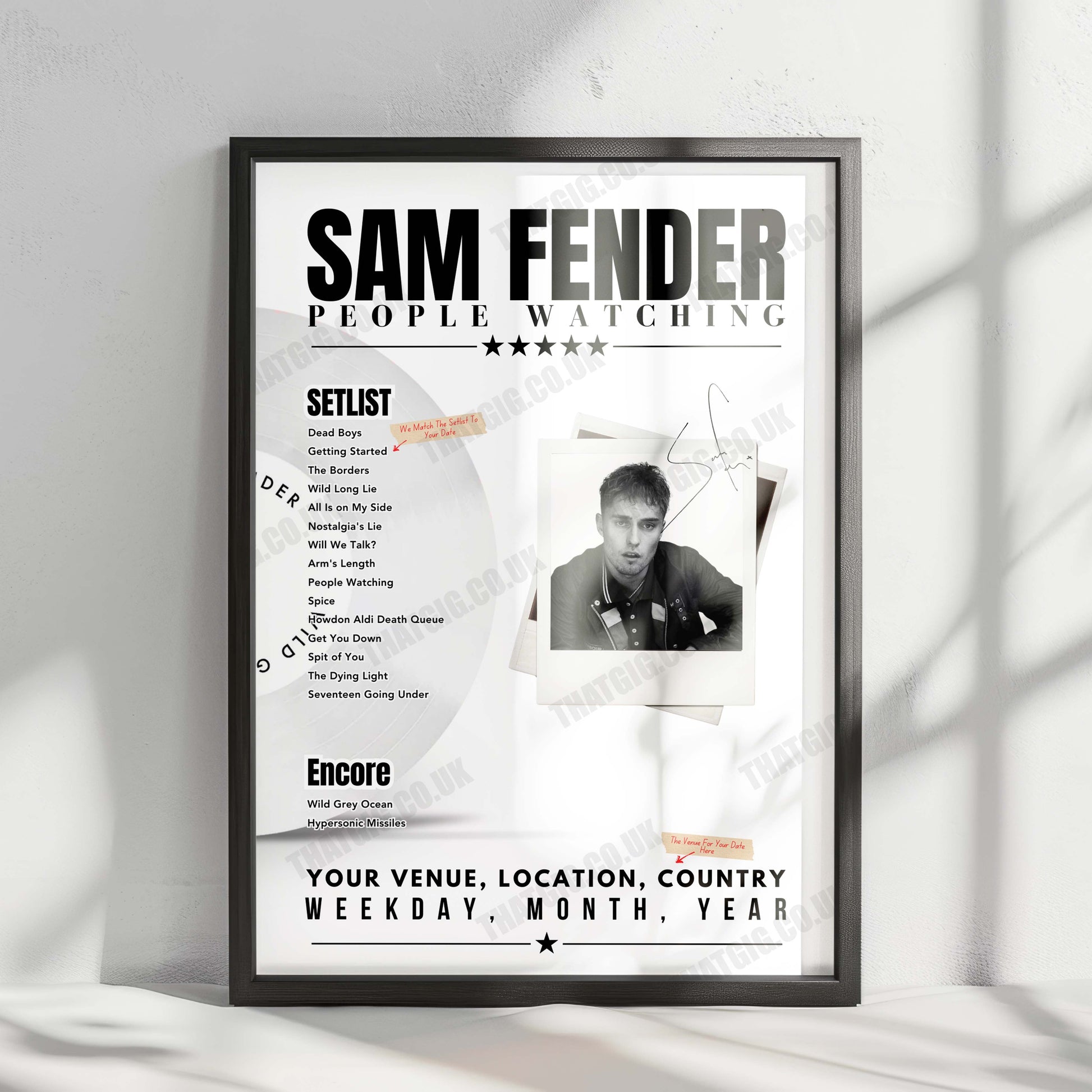 Sam Fender Setlist Poster - The O2 Arena, London - March 1st, 2025