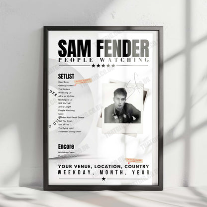 Sam Fender Setlist Poster - The O2 Arena, London - March 1st, 2025