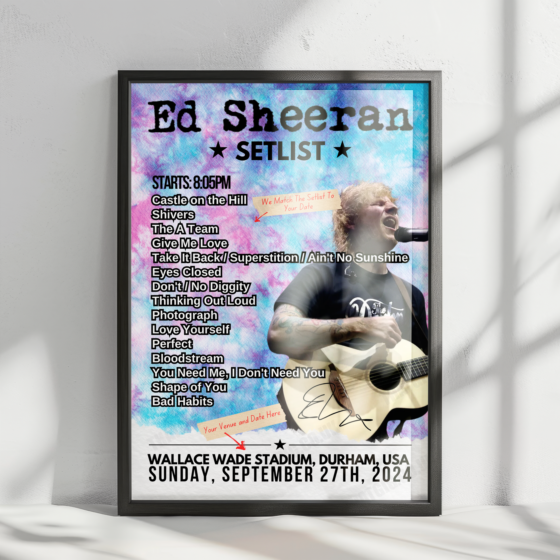 Ed Sheeran Setlist Poster - AO Arena - March 23rd, 2023