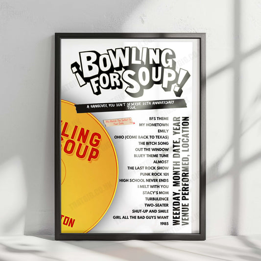 Bowling for Soup Setlist Poster - Empire Live, Albany - September 20th, 2024