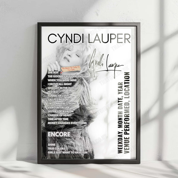 Cyndi Lauper Setlist Poster - United Center, Chicago - December 5th, 2024