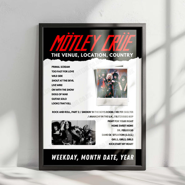 Mötley Crüe Setlist Poster - PNC Park, Pittsburgh, PA, USA - August 12th, 2022