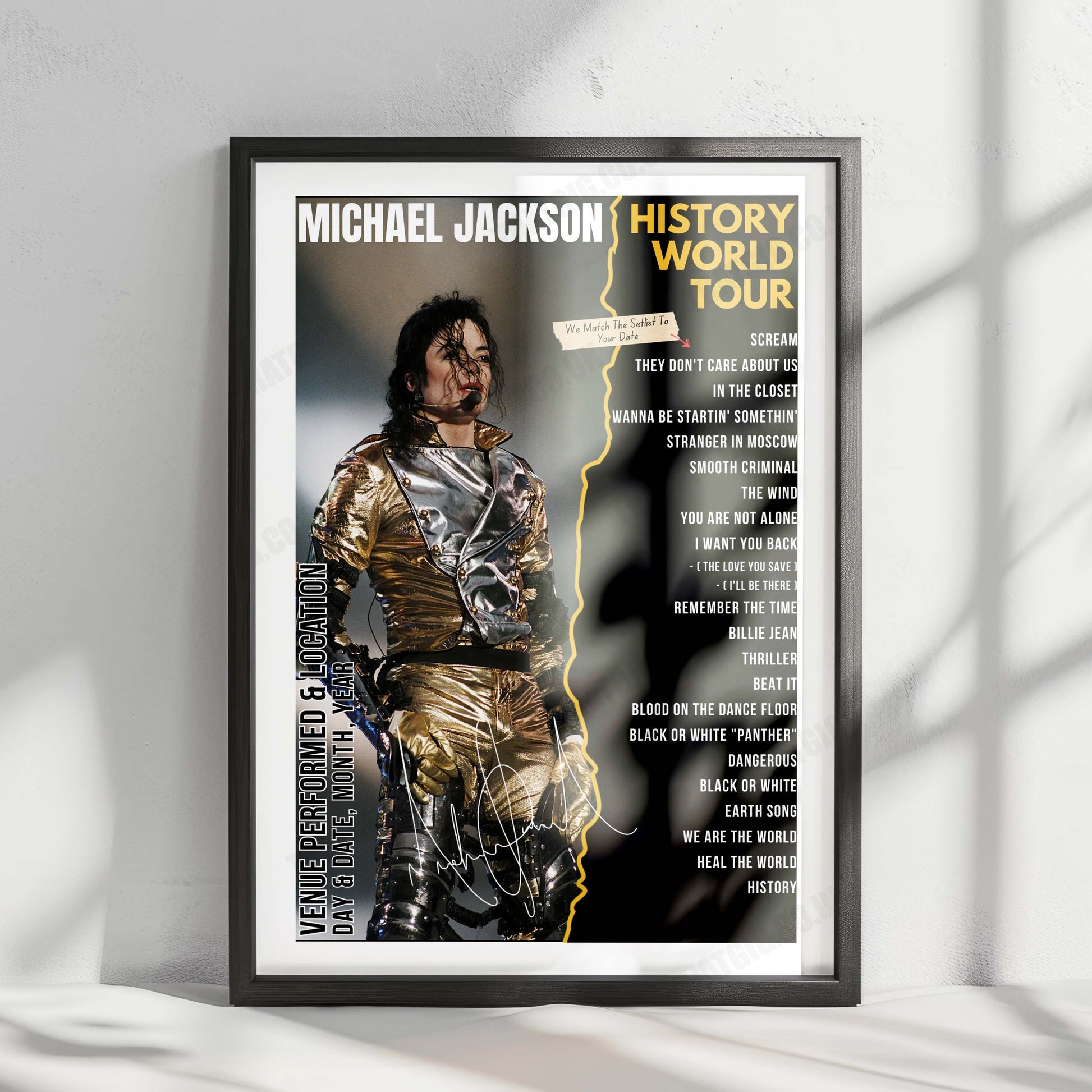 Michael Jackson Setlist Poster - Wembley Stadium, London, England - July 17th, 1997