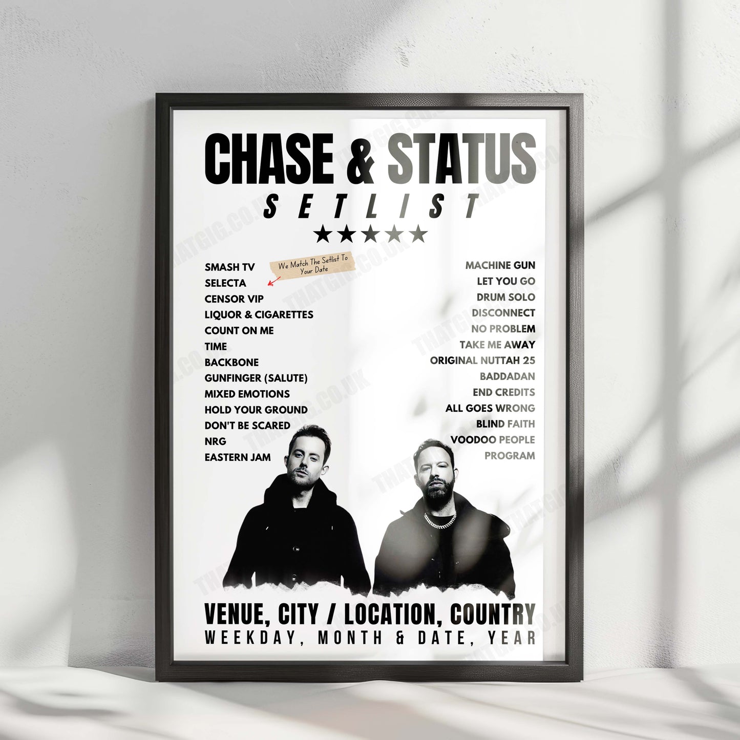 Chase & Status Setlist Poster - Milton Keynes National Bowl, England - August 10th, 2024