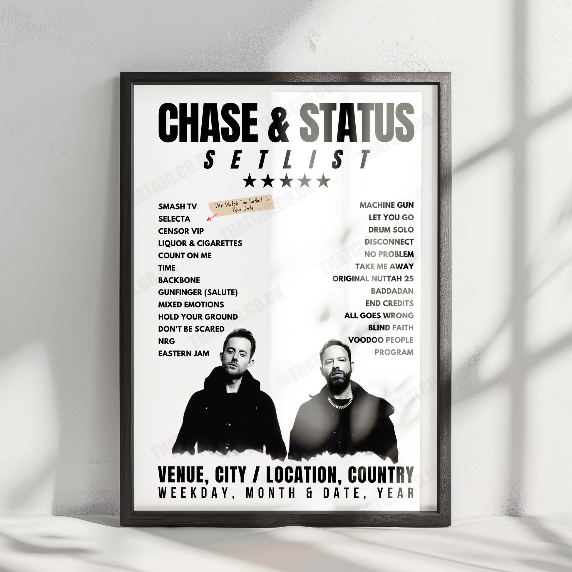 Chase & Status Setlist Poster - Milton Keynes National Bowl, England - August 10th, 2024