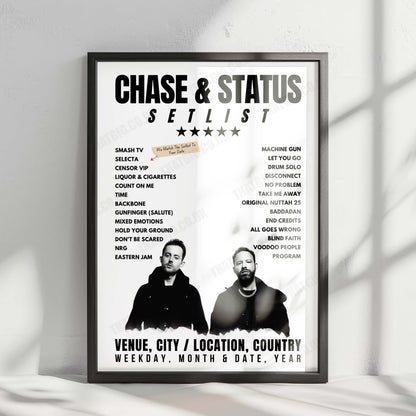 Chase & Status Setlist Poster - Milton Keynes National Bowl, England - August 10th, 2024